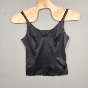 Vintage Warner's Camisole Womens 38 Black Perfect Measure Lace Made USA‎ 90s